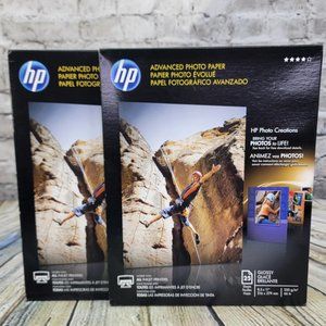 HP Advanced GLOSSY Photo Paper 8.5 x 11 Inkjet 25 Sheets Q7852A  (Lot of 2)  NEW